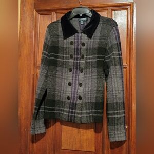 Lauren Ralph Lauren Lambs Wool Black Gray Women's Blazer-Large